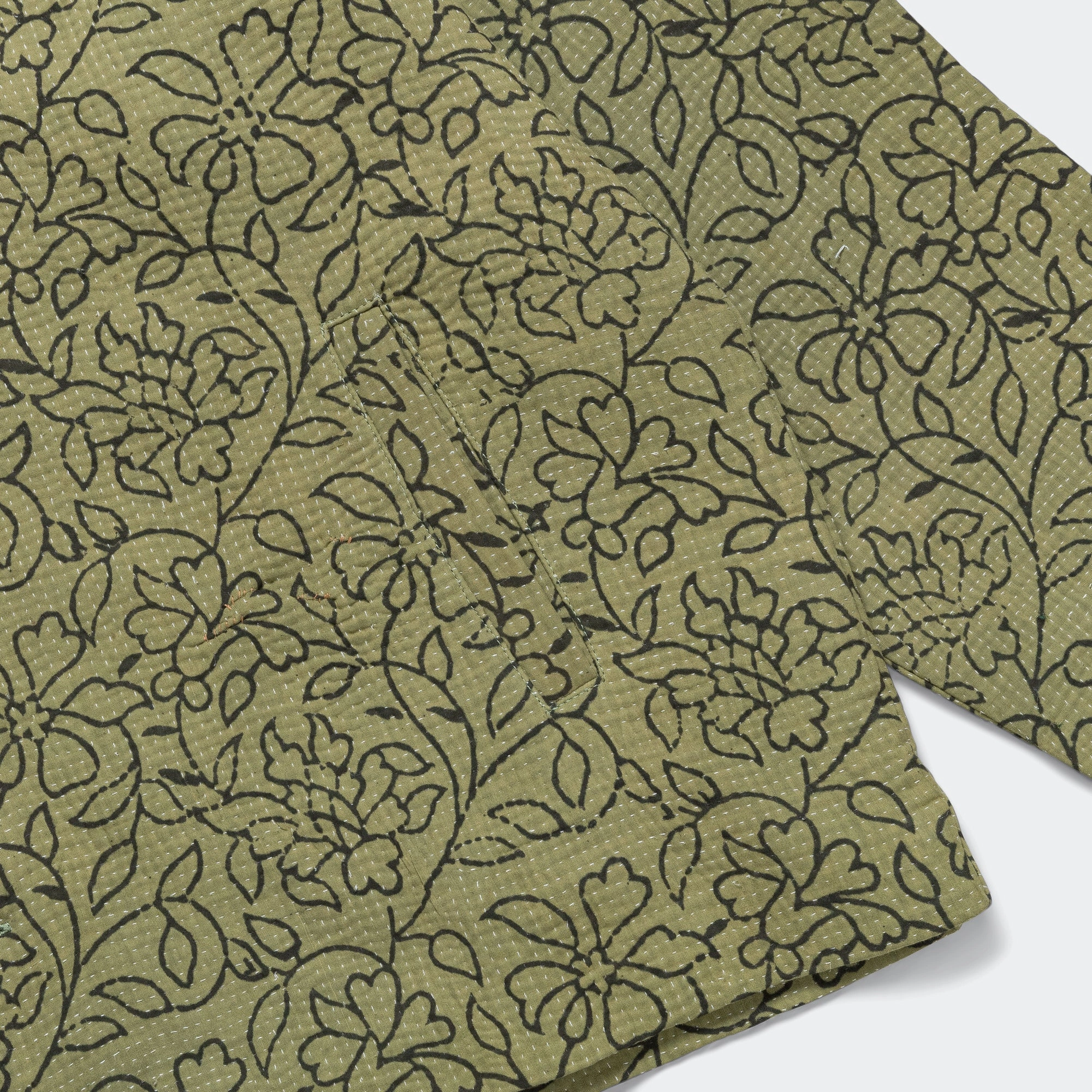 Vintage Kantha Jacket - Olive/Black X-Large