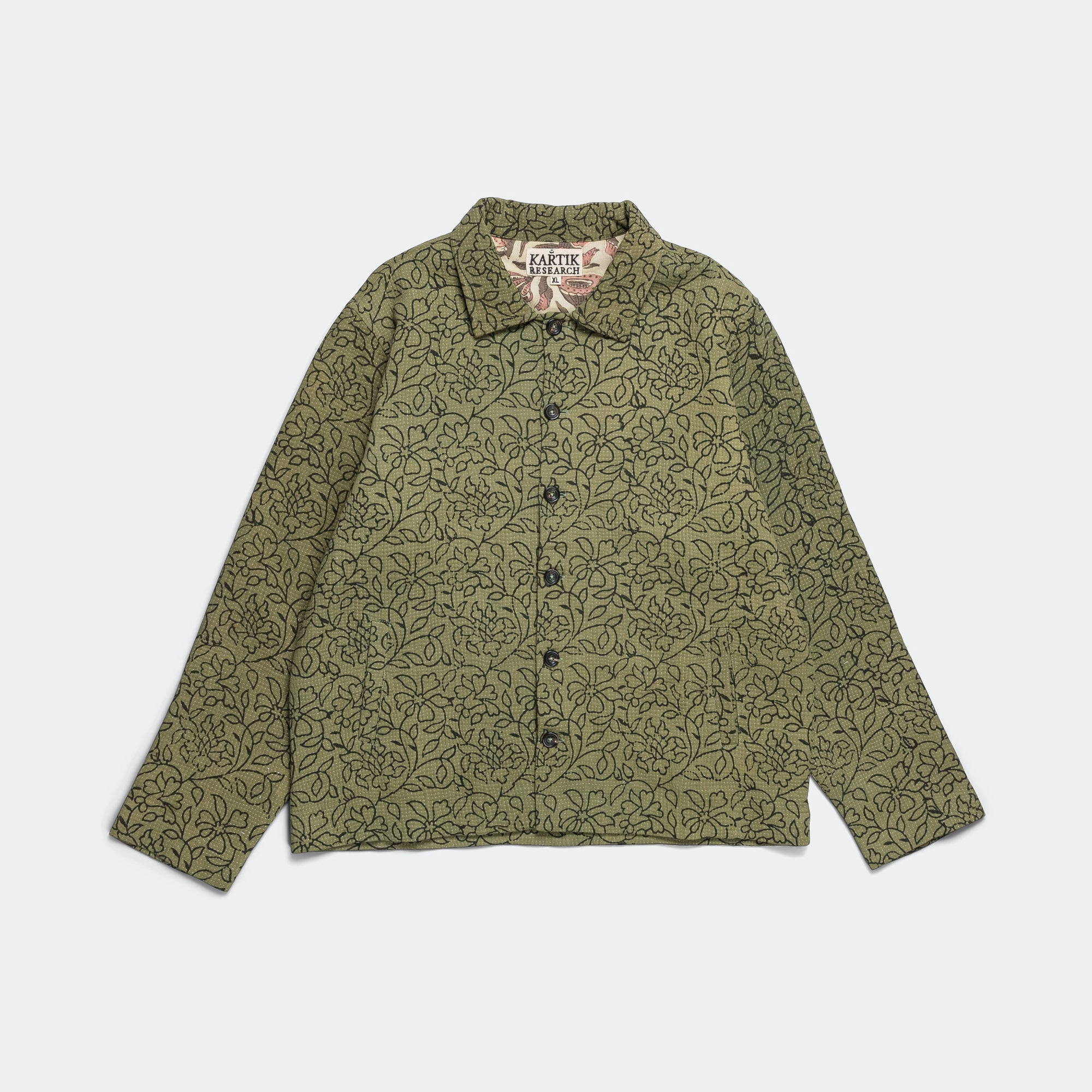 Vintage Kantha Jacket - Olive/Black X-Large