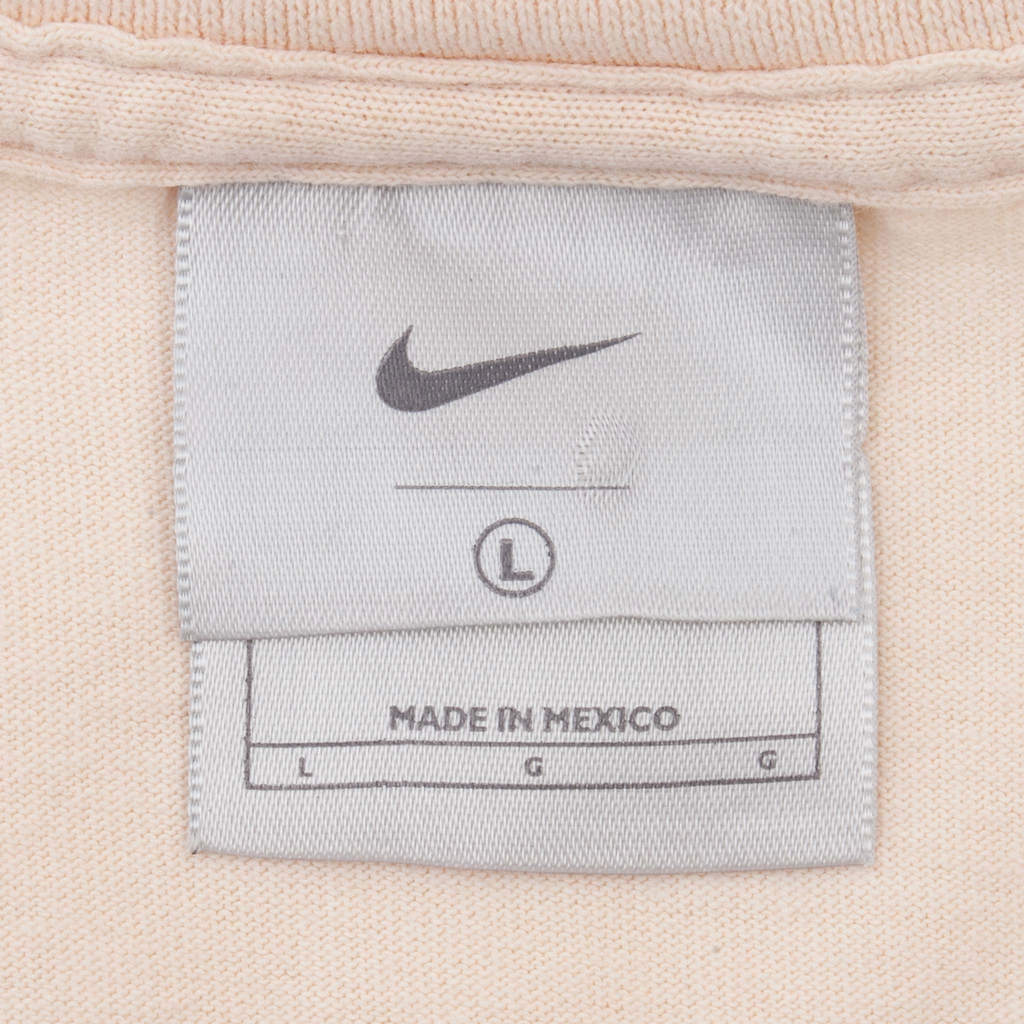 VINTAGE NIKE CLASSIC SWOOSH BEIGE TEE SHIRT 2000S SIZE LARGE