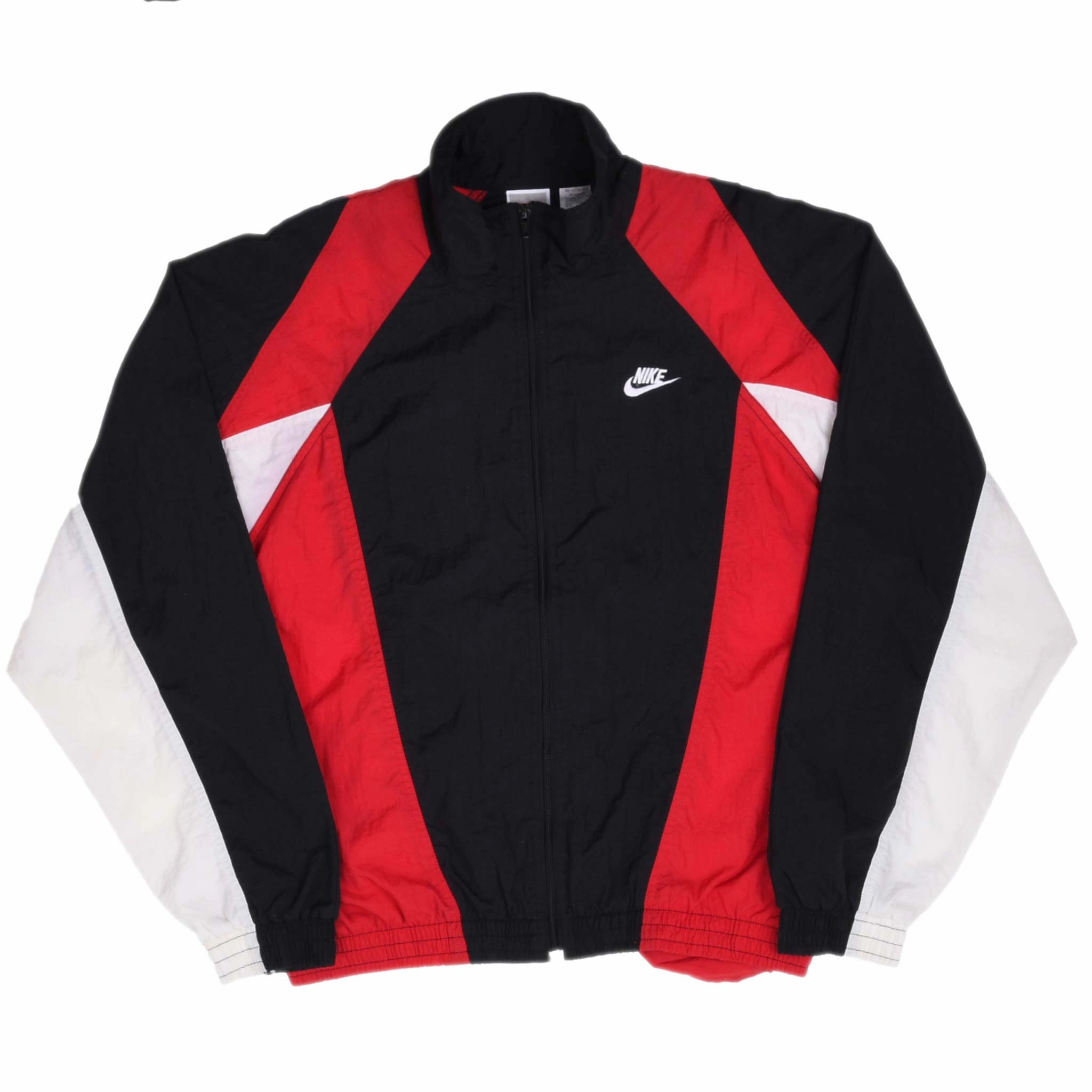 VINTAGE NIKE CLASSIC SWOOSH BLACK & RED WINDBREAKER JACKET 1980S SIZE MEDIUM