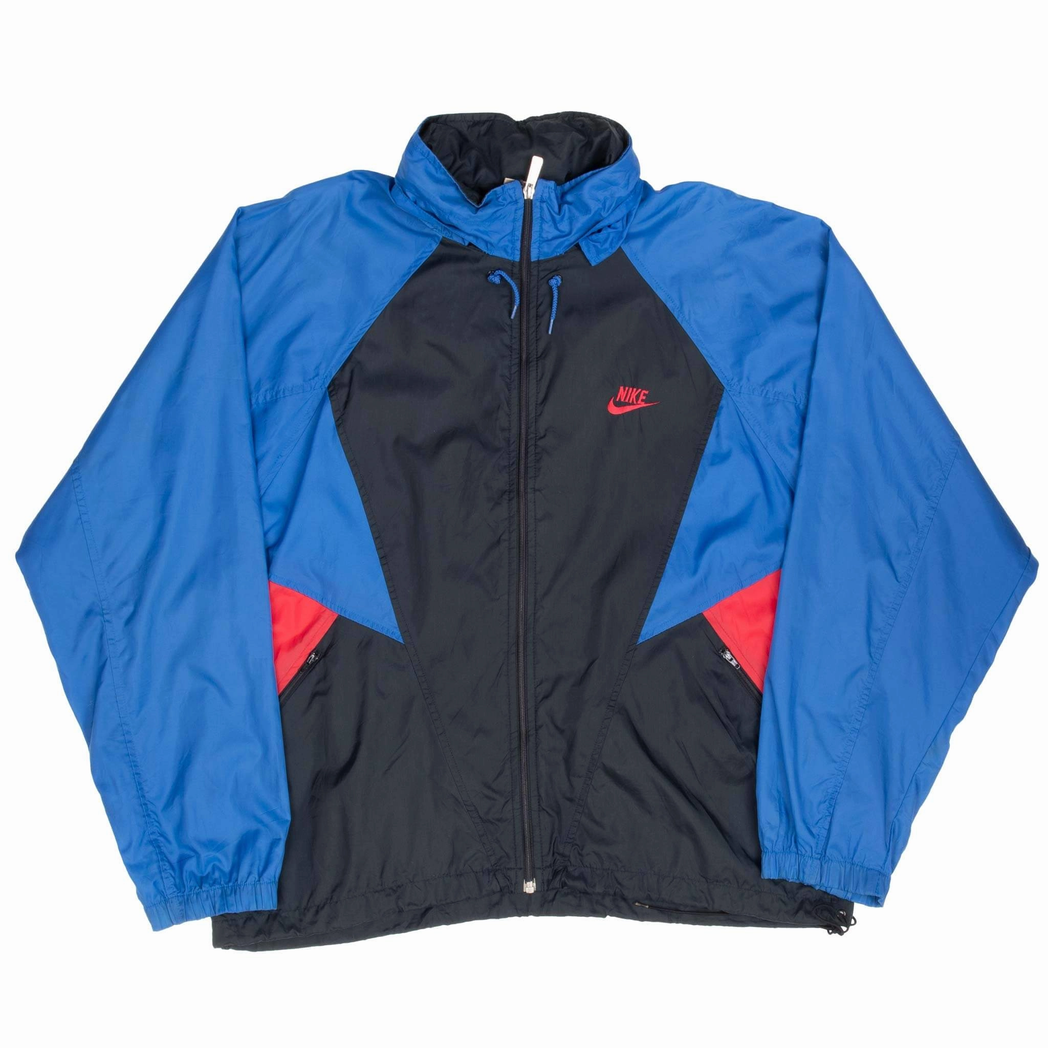 VINTAGE NIKE CLASSIC SWOOSH BLUE WINDBREAKER JACKET LATE 1980S LARGE
