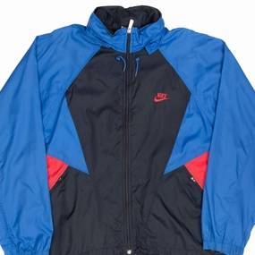 VINTAGE NIKE CLASSIC SWOOSH BLUE WINDBREAKER JACKET LATE 1980S LARGE