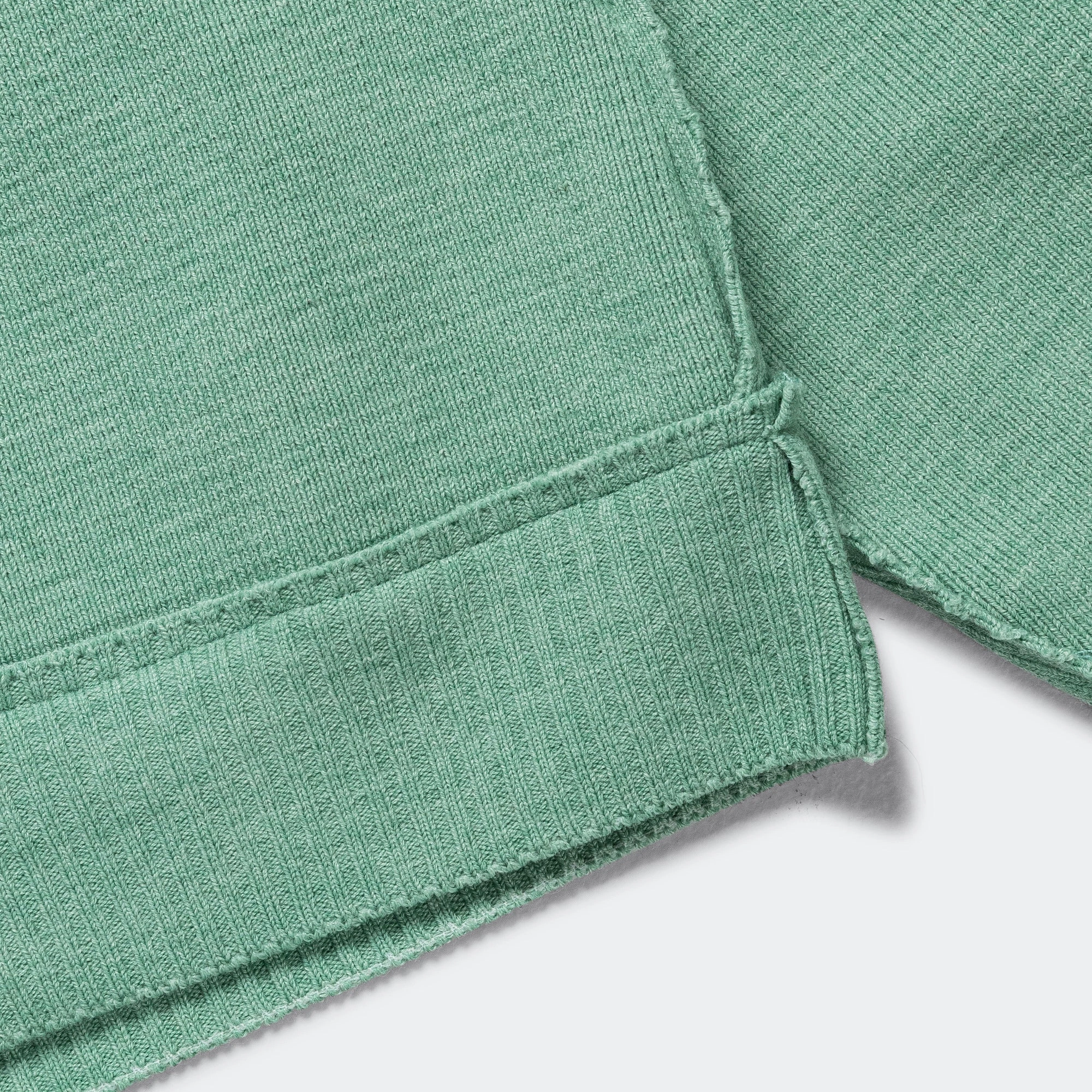 Zip Up Knit - Green Melange Heavy Rib Knit