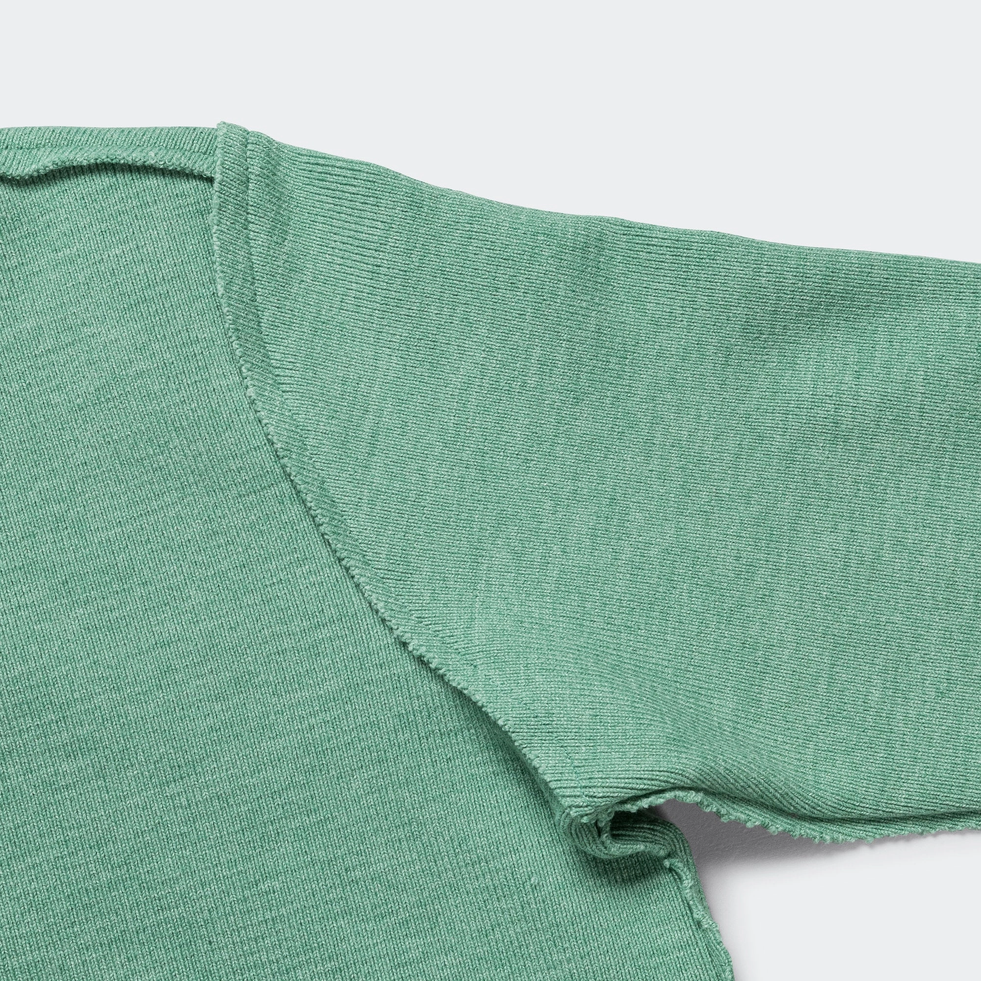 Zip Up Knit - Green Melange Heavy Rib Knit