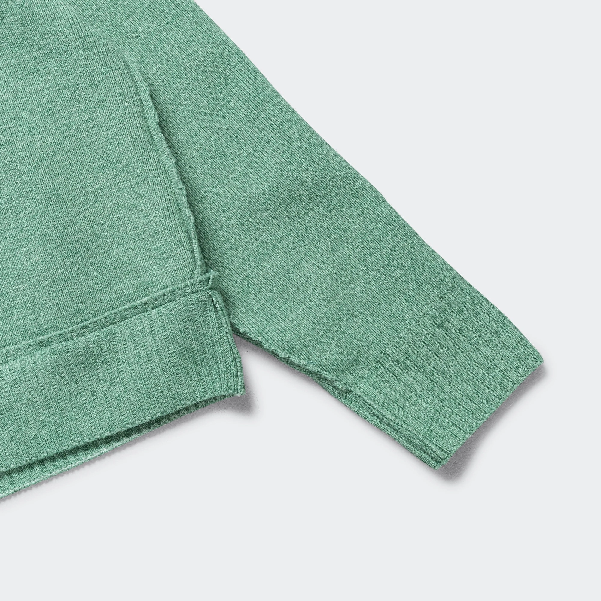 Zip Up Knit - Green Melange Heavy Rib Knit